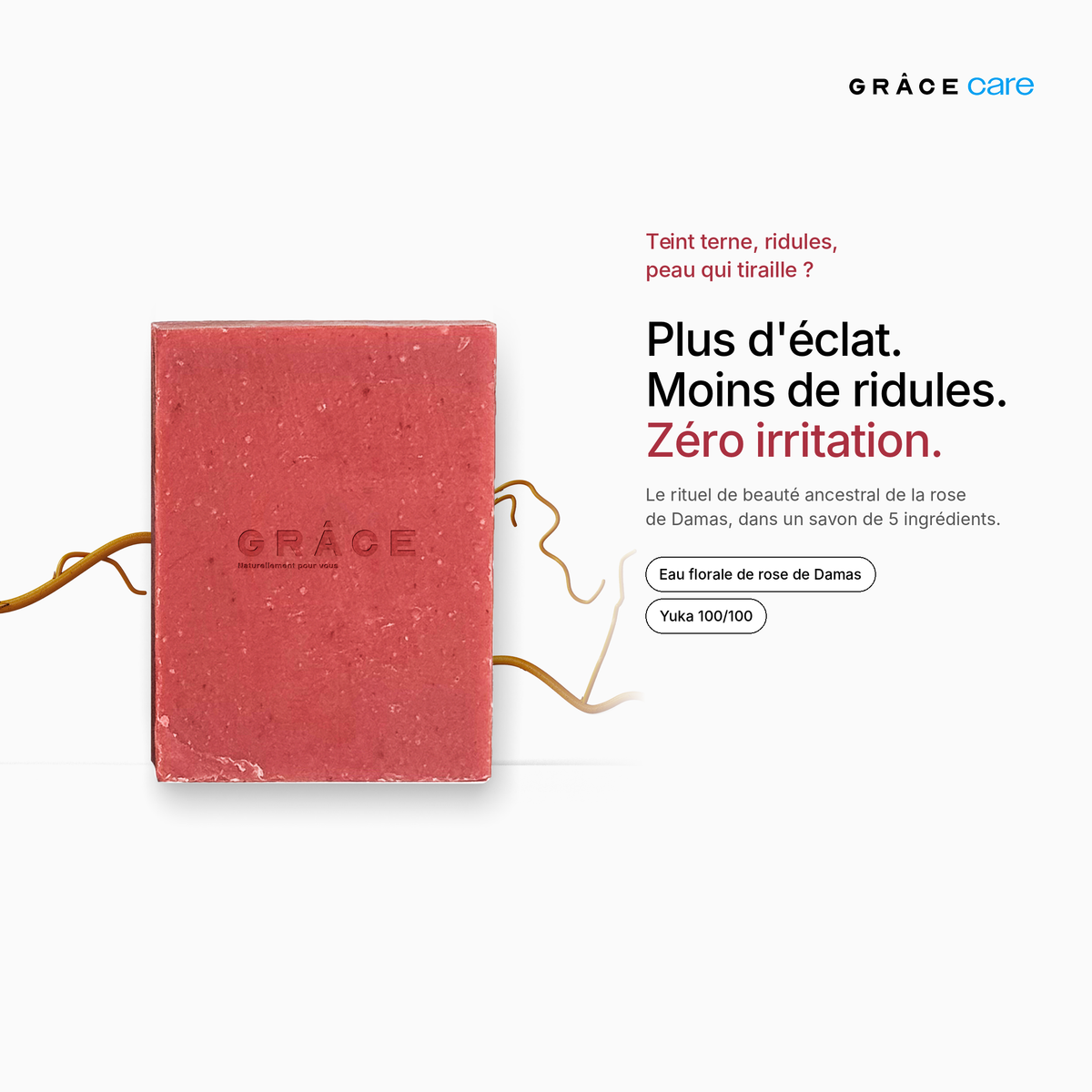 Savon à la rose de Damas GRÂCE Care : la promesse