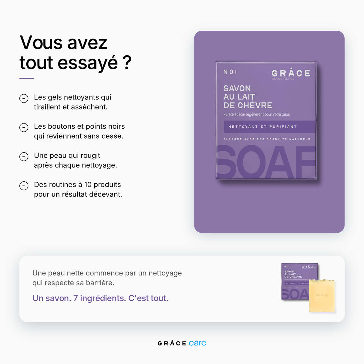 Savon au lait de chèvre GRÂCE Care : vous avez tout essayé