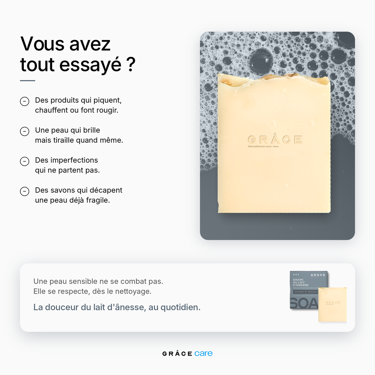 Savon au lait d'ânesse GRÂCE Care : vous avez tout essayé